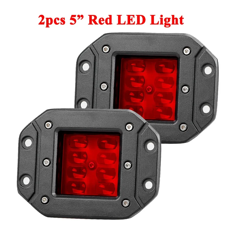 5-дюймовый автомобильный внедорожный грузовик, заподлицо, светодиодные стручки, красное рабочее освещение 4x4, внедорожник, авто квадроцикл, джип, рабочий фонарь, грузовик, фургон, противотуманная фара наталья алексеевна мигунова любимый джип