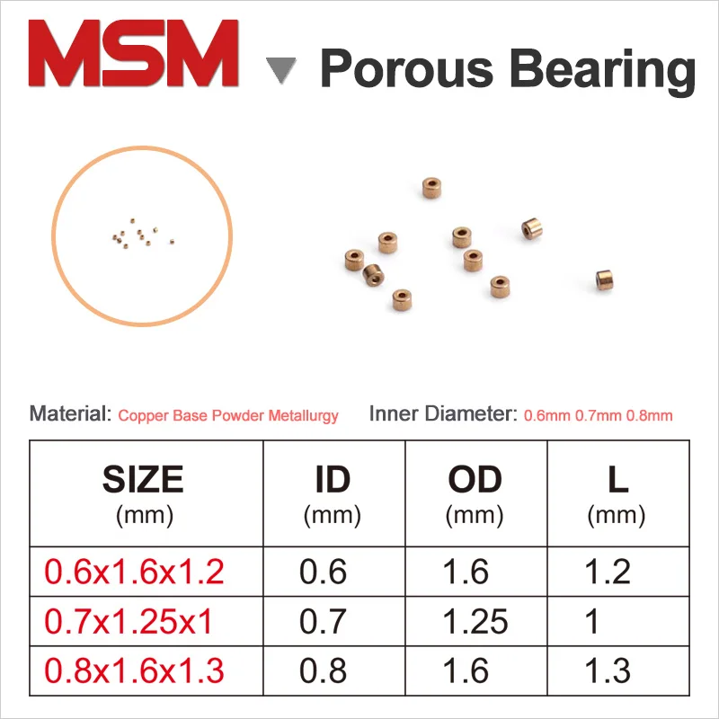 MSM 0 6x1 2 мм 7x1 25x1 0.8x1.6x3mm пористая Опора по технологии порошковой металлургии мини