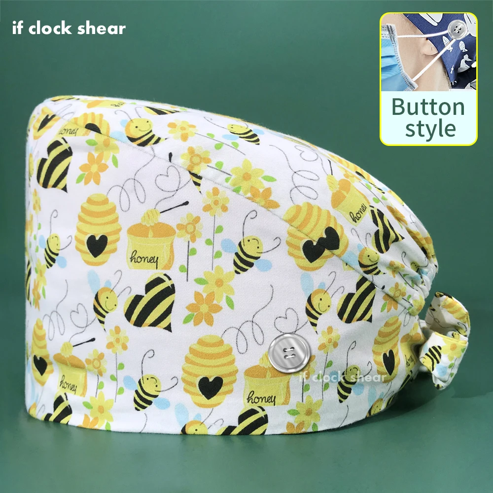 

Personalized Cartoon Pattern Printing Scrub Hat Pet Doctor Nursing Hats for Women and Man Surgery Cap Medical Nurse Accessories