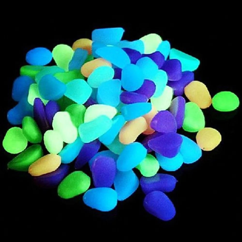 

100pcs Luminous Stone Colorful Glow In The Dark Stones Pebbles Rock For FISH TANK AQUARIUM Home And Garden Road Decor Bulk
