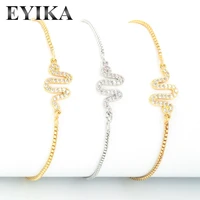 eyika delicate simple gold silver color snake bracelet full cubic zirconia pull out serpent pulseras mujer charm woman jewelry