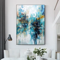 hand painted abstract large blue oil painting modern mural living room decoration painting large wall art can be customized