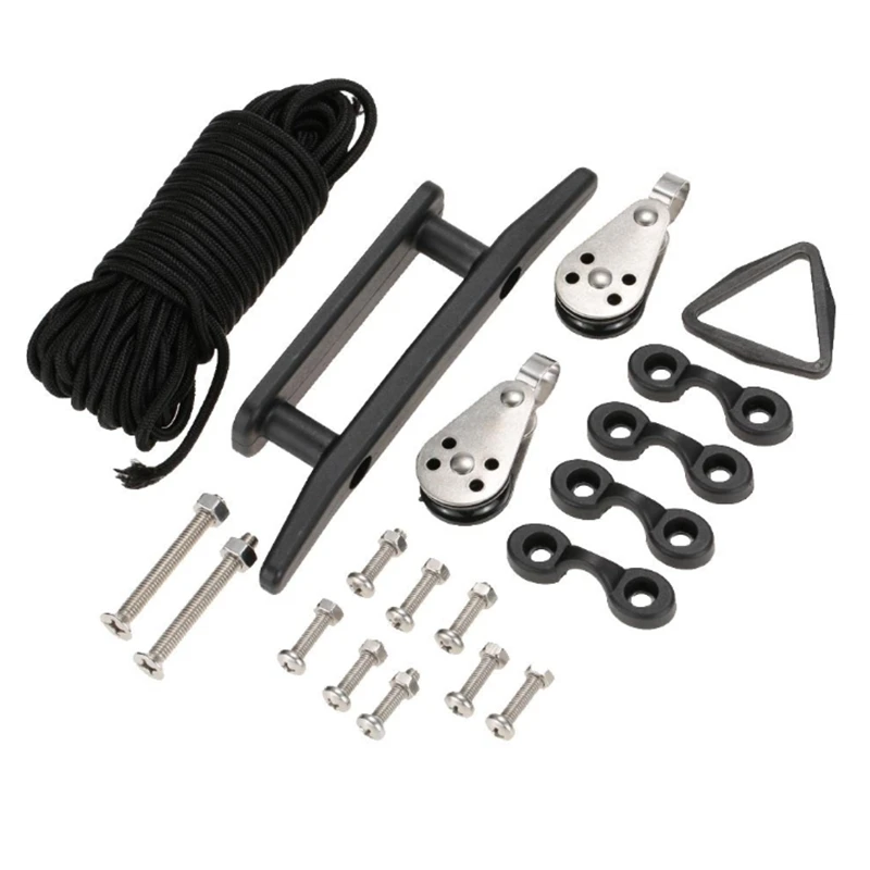 

Kayak Accessories Yacht Anchor Tether Wrap Rope Rack Pulley Set Rivet Speedboat Nylon Rope Set,
