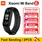Смарт-браслет Xiaomi MiBand 6, фитнес-трекер с AMOLED экраном, с функцией измерения пульса и уровня кислорода в крови, водонепроницаемый многоязычный смарт-браслет