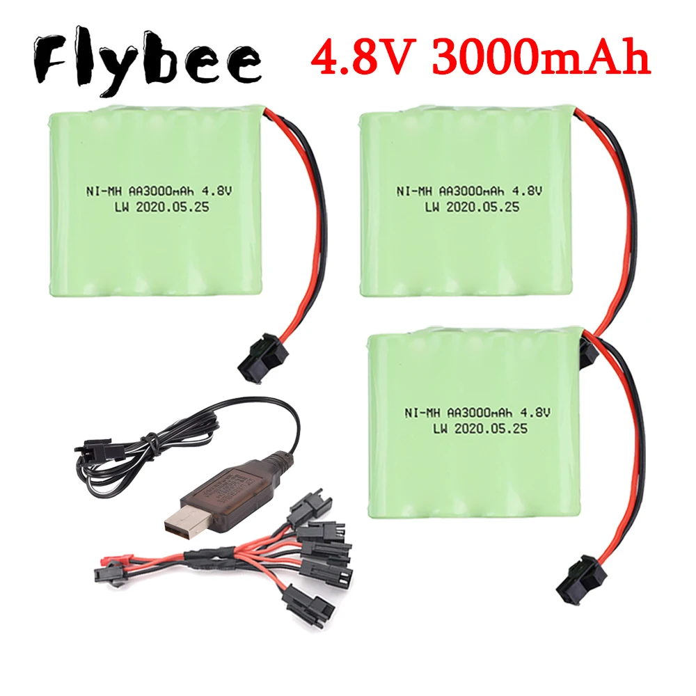 

Никель-металл-гидридный аккумулятор 4,8 В, 3000 мАч для игрушечных автомобилей, танков, роботов, лодок, пистолетов, 4,8 в, 3000 мАч, перезаряжаемый а...