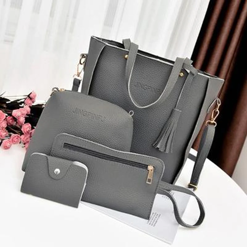 

4pcs Woman Bag Set Fashion Female Purse and Handbag Four-Piece Shoulder Bag Tote Messenger Purse Bag Drop Shipping