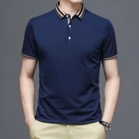 solid color spring and summer monochrome trendlong sleeve polo shirt male businessluxury mens high end casual polo shirt