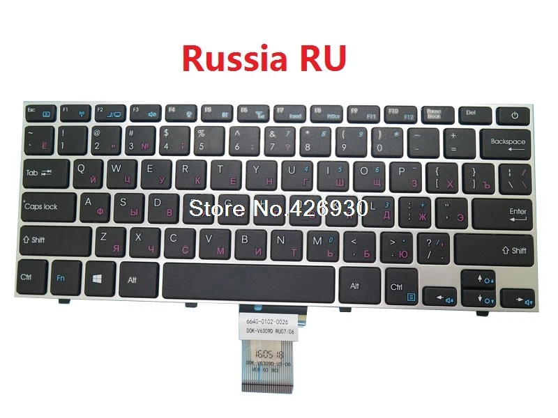 

Laptop Keyboard For Hasee X4 Russia RU DOK-V6309D 6640-0102-0026 Black Without Backlit With Silver Frame New