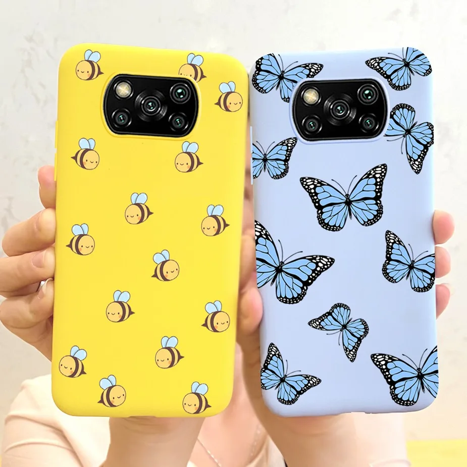 Чехол для Xiaomi Poco X3 NFC мягкие силиконовые чехлы с изображением бабочек в виде