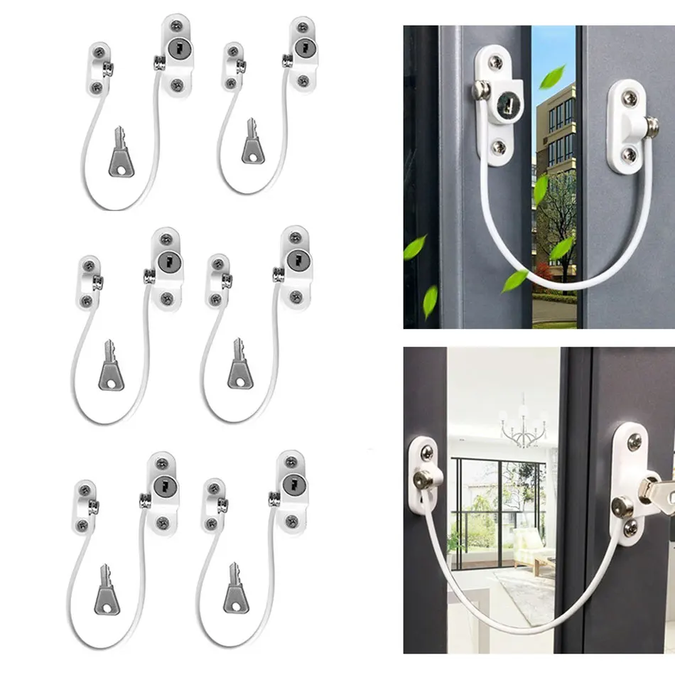 

6 Pcs/lot Child Protection Lock Window Locks Baby Safety Stainless Steel Window Limiter Infant Security Door Stopper Child Locks
