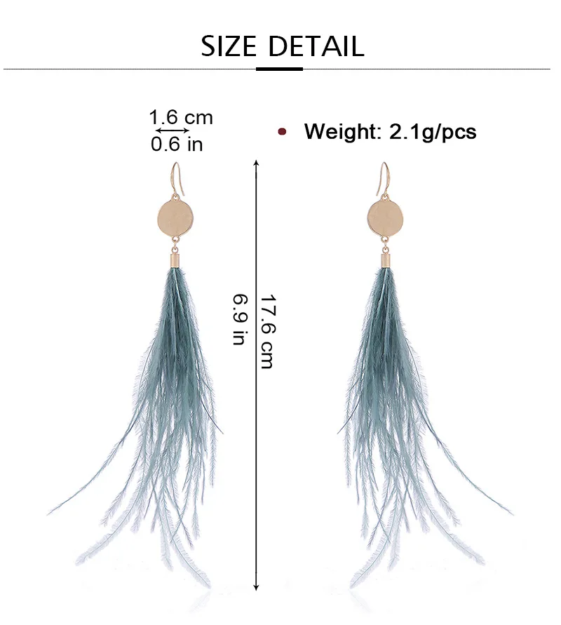 

ELEGANCE11 Winter Trendy Feather Earings Women Funny Green Earrings Christmas Long Earrings for Party Jewelry Gift