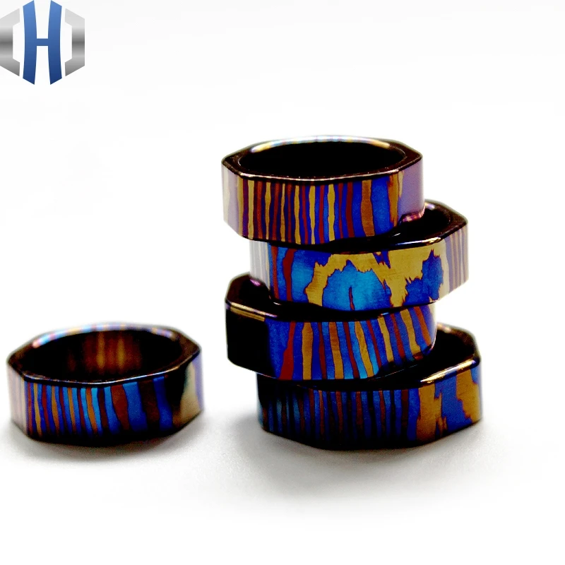 

Титановое дамасское восьмиугольное кольцо на палец, ожерелье, подвеска, подвесное кольцо, аксессуары для повседневного использования