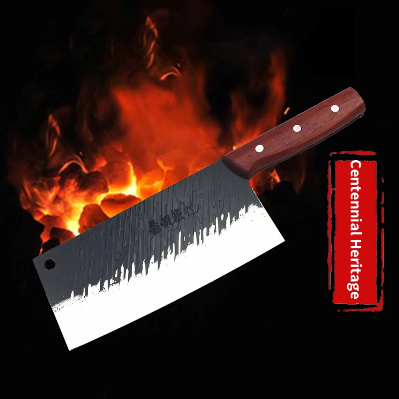 

Handmade Chinese Kitchen Knives High Carbon Forged Kitchen Cleaver Wood Handle Slicing Knife Traditional Cooking Tools Couteau