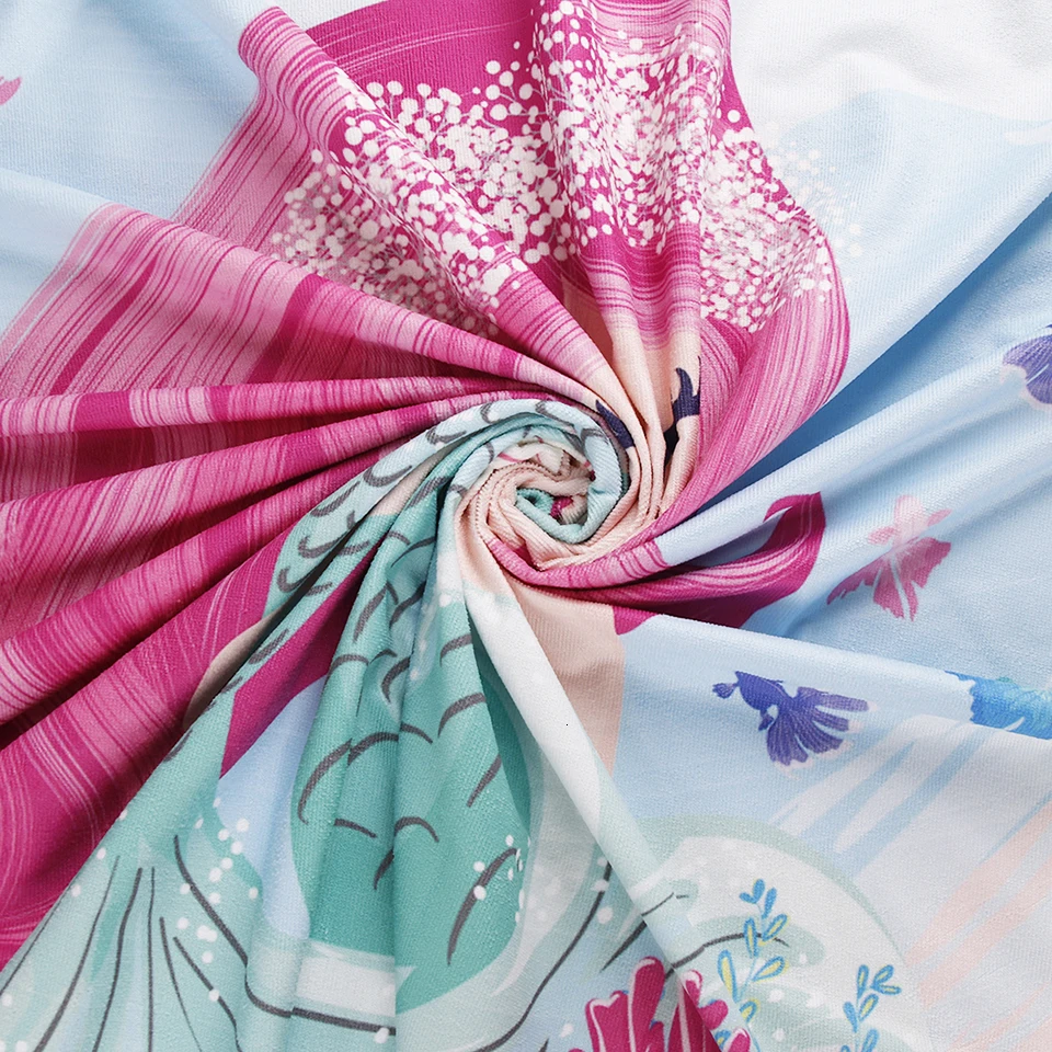 Розовые Мультяшные полотенца Русалочки из микрофибры Toalla пляжные с большим