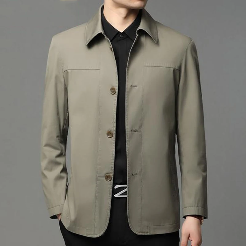 Business Shirt Jacket Men Autumn Casual Coat Button up Tops Office Work Clothes 2021 New