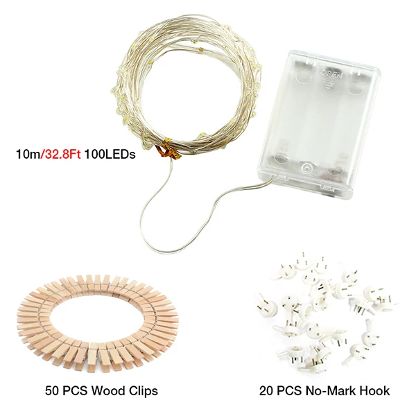 Pack B-10m String Светодиодный светильник-Гирлянда для фотосъемки DIY с зажимами для фотографий, настенный светодиодный светильник для спальни - Цвет: Pack B-10m String