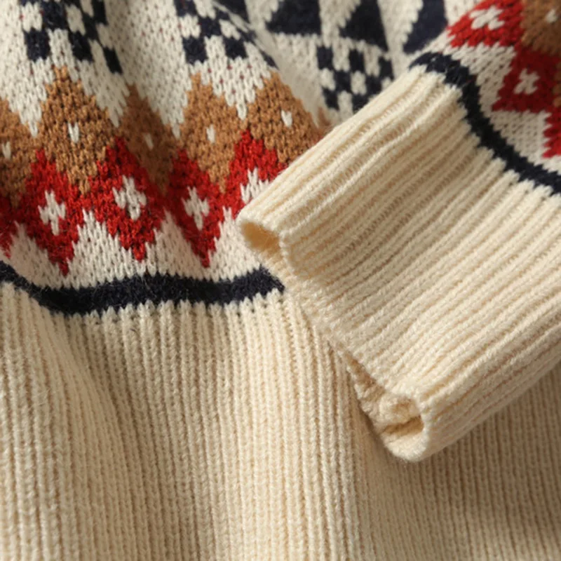 

Christmas Man Jersey Printed Deer Christmas Sweater Men Knitwear Unisex Streetwear Christmas Jersey Turtleneck Sweater