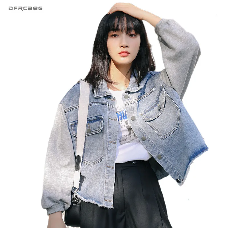 В стиле пэчворк больших размеров с буквенным принтом джинсовая куртка для женщин