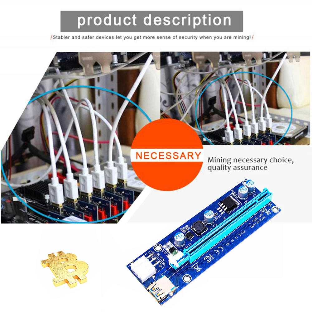 Простая установка штепсельный разъем USB 3 0 PCI-E Riser Express 1X до 16X переходная карта для