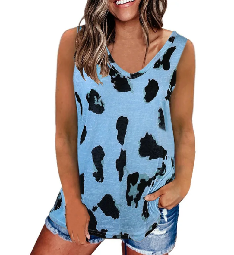 

Women Summer Casual Tank Vest Leopard Tops Vest Casual Sleeveless Leopard Print Tops Camisoles V-neck Streetwear Tank Plus Size