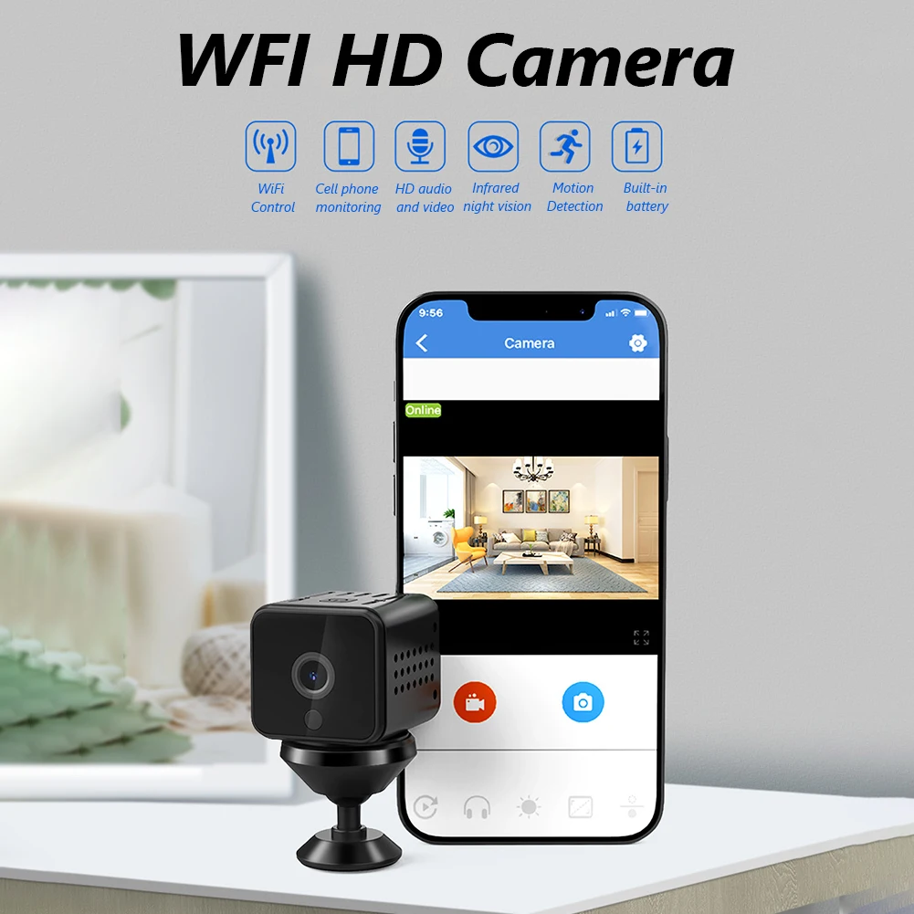 

DS05 Full HD WiFi IP Camera Mini Nanny Cam Security Camera Surveillance + 32GB TF Card