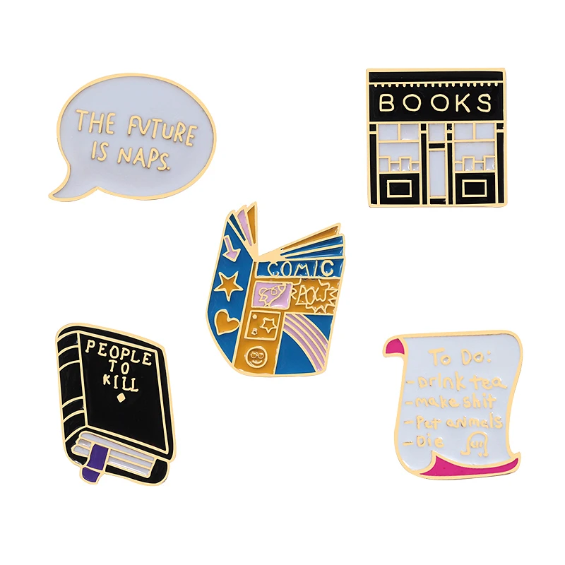 Творческая книга эмалированная булавка для книг сообщения надписи женская