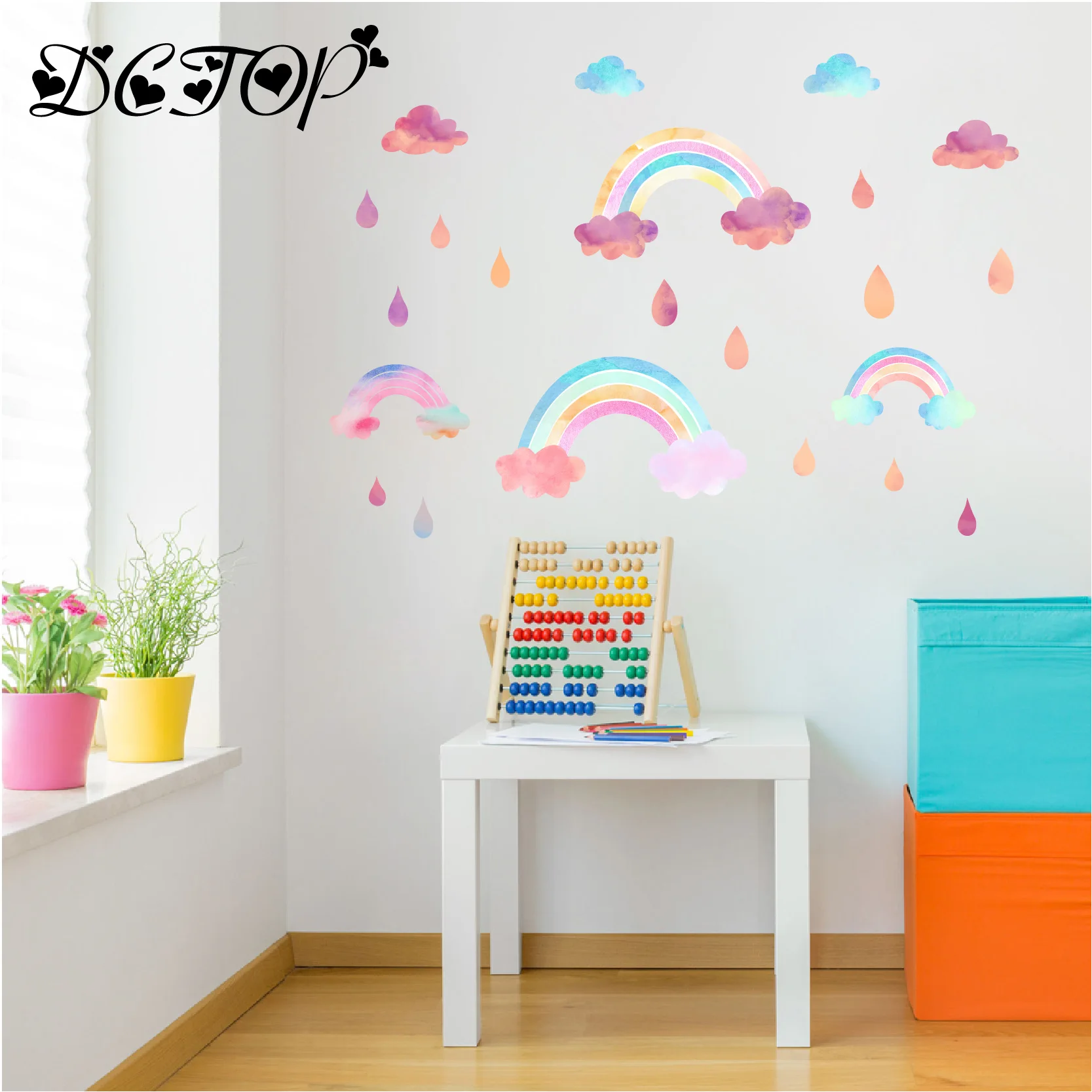 Красивые цветные радужные наклейки с облаками настенное украшение для комнаты