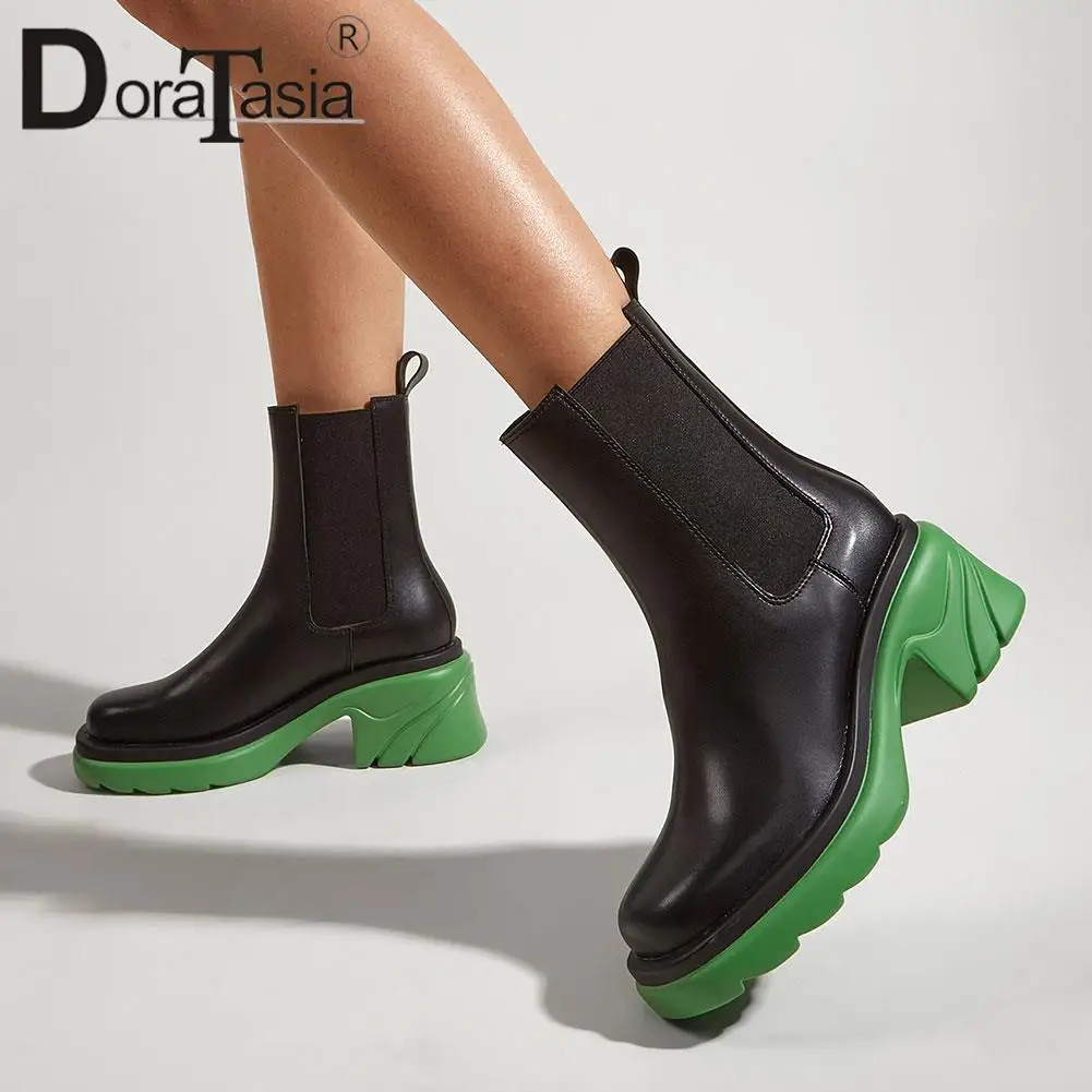 

DORATASIA Brand New Female Platform Chelsea Boots Fashion Chunky High Heels women's Ankle Boots Party Office Shoes Woman
