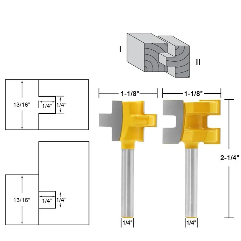 

Высокая-класс 2 шт. 1/4 "хвостовик Т-образными пазами квадратный зуб шип Фрезерный резак, разделочный нож фрезы для контурной обработки для др...