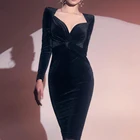Ocstrade взлетно-посадочной полосы, сексуальный глубокий v-образный вырез на шее платье 2020 осень-зима для женщин с длинным рукавом черное облегающее платье ночной клуб вечерние платья