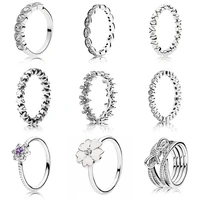 925 sterling silver ring charms flower purple crystal ring diy crystal for women jewelry