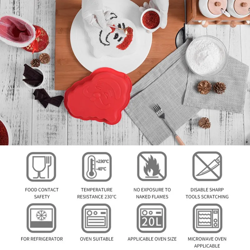 

Mold Silicone Baking Accessories 3D DIY Sugar Craft Chocolate Cutter Mould Fondant Cake Decor Tool Xmas Tree Shaped Santa Claus