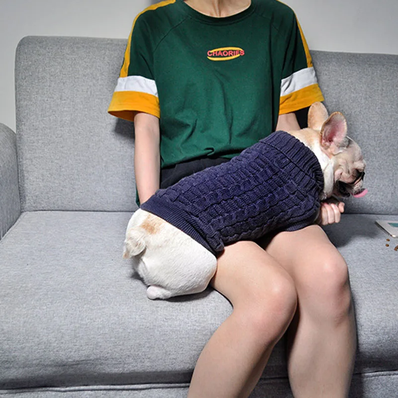 Свитер для питомца на осень и зиму теплая однотонная водолазка с высоким