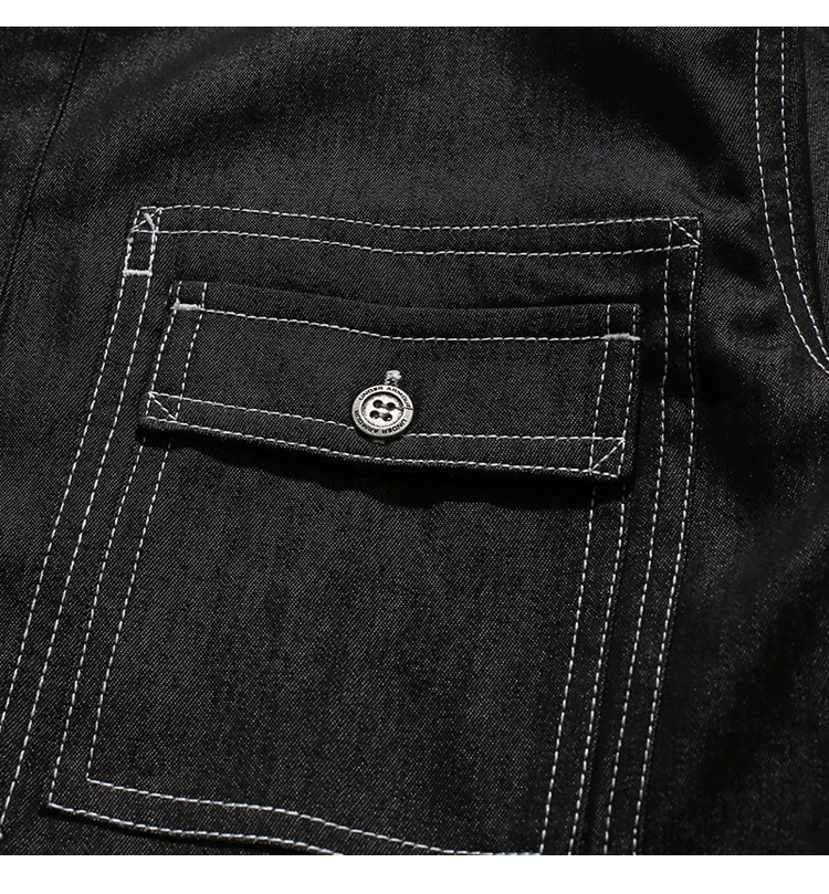 Рубашка-карго Мужская джинсовая модная повседневная Уличная блуза из денима со