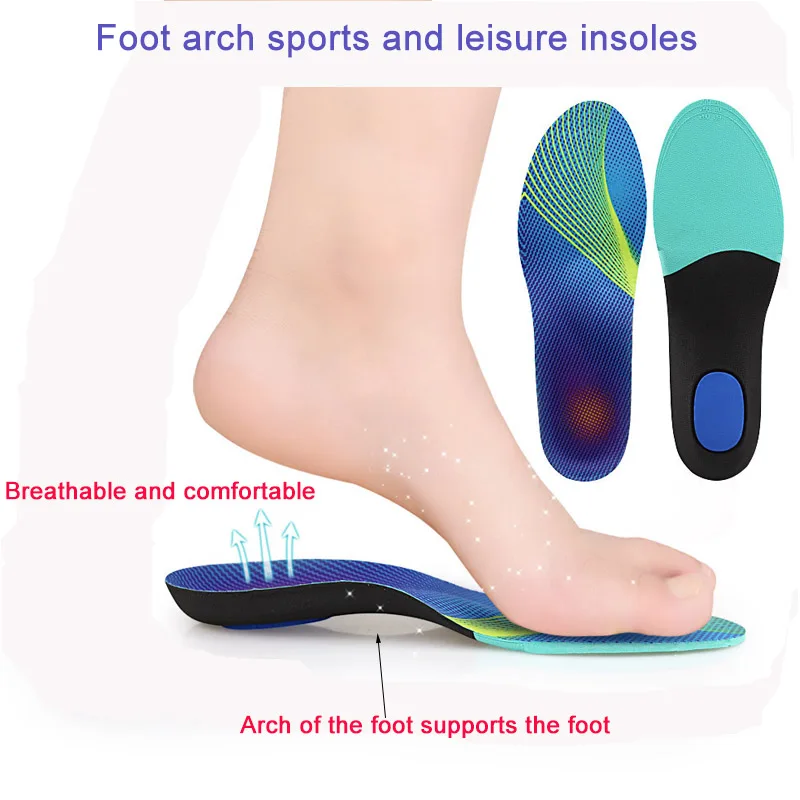 Arch orthopedic insole adult arch support men and women sports EVA insole shock absorption slow pressure running full pad