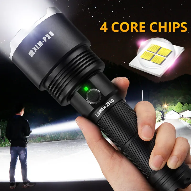 SHENYU Мощный тактический XHP50 светодиодный фонарь с зарядкой от USB, водонепроницаемый фонарь, супер яркий фонарь