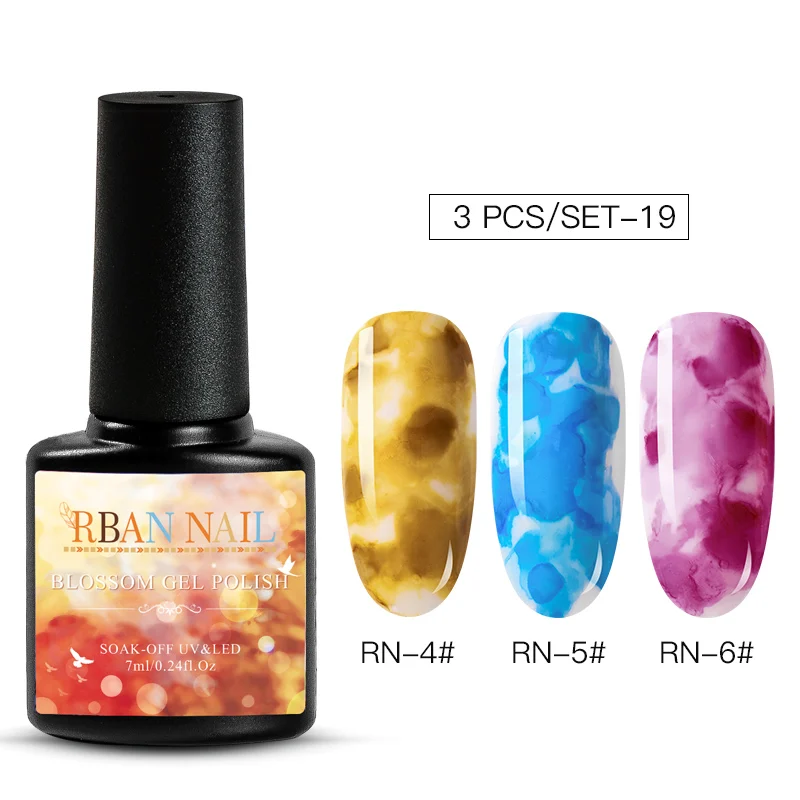 ZH04542 RBAN NAIL 8 мл Цветущий Гель-лак для ногтей акварельные чернила эффект дыма мрамор смазывание Lquid градиентный лак Гель-лак для творчества маникюр - Цвет: ZH04542