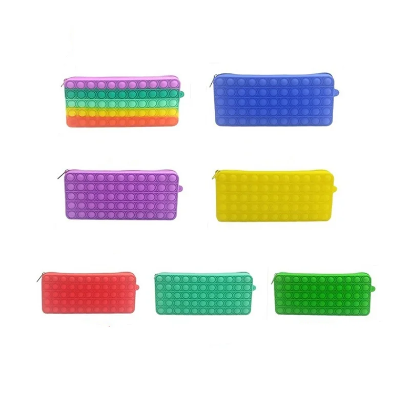 

2021 Creative New Decompression Toy Silicone Push Bubble Toy Pen Bag Learning Stationery Fidgety Toy Kids Tie Dyeing Storage Bag