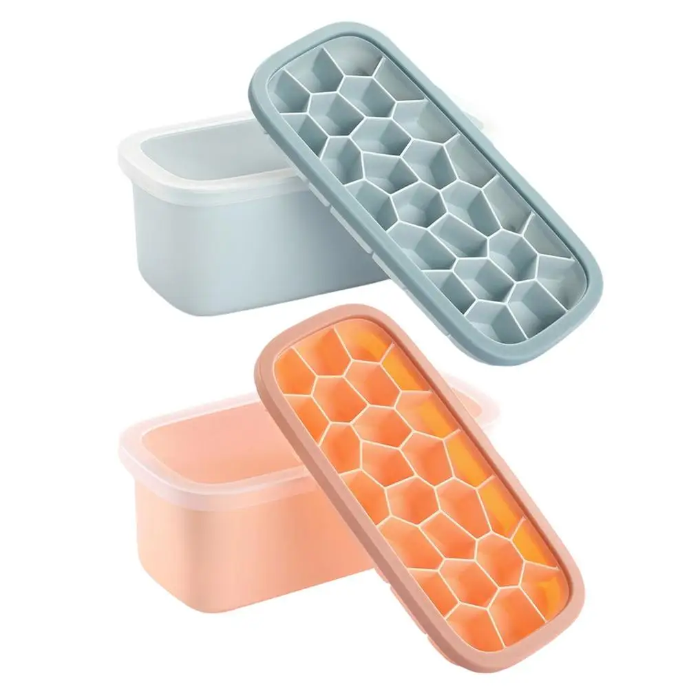 

Ice Tray Summer Silicone Double Layer Honeycomb Food Grade Mold Maker Silicon Bottom Ice Cube Storage Container Box With Lid