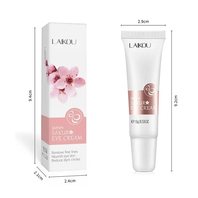 

15ml Cherry Blossoms Peptide Collagen Eye Cream Anti-wrinkle Bags Dark Eye Whitening Eye Remover Circles Care Cream W7J9