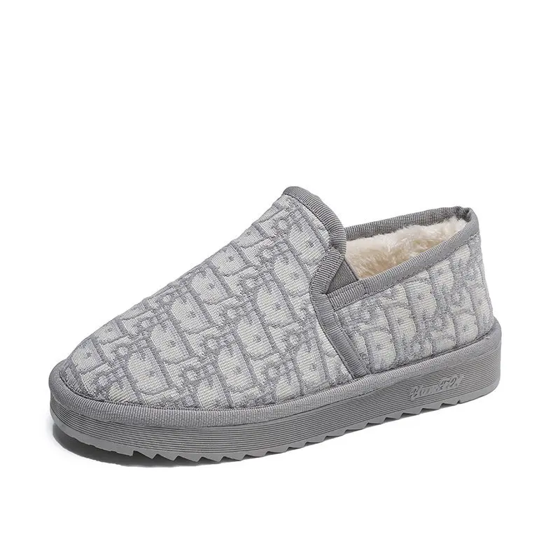 

Winter Fashion Women Cotton Shoes Ladies Casual Round Toe Loafers Indoor Outdoor Female Plus Velvet Warm Anti Skid Flats Slipper