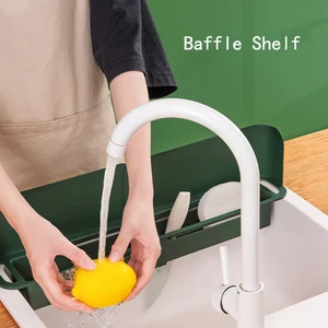 multifunctional kitchen sink baffle organizer rack splash proof retractable storage drain basket kitchen gadgets sponge holder free global shipping