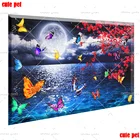 5D алмазная живопись, Бабочка, луна, полная Алмазная вышивка, узор стразы, декор ночного озера, вышивка, сделай сам, мозаика, украшение