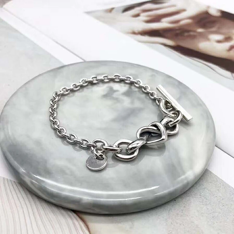 

Women Valentine's day gifts Heart intertwined bracelet S925 Sterling silver Jewelry Original Luxury brands Fashion logo Bracelet