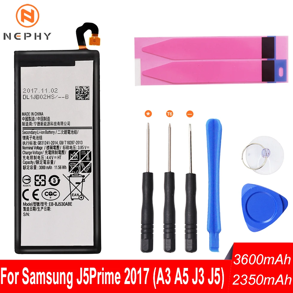 Оригинальная батарея Nephy для Samsung Galaxy J5 Prime Pro A3 A5 J3 2017 SM A320FL A520F J330F J530F G570F/DS замена