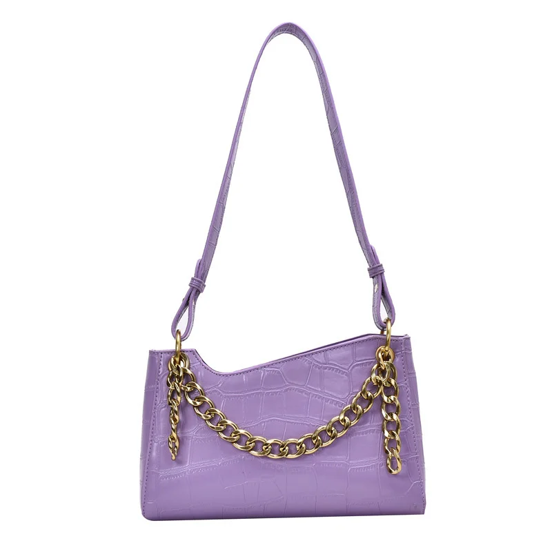 

Thick 2020 Fashion Chains Shoulder Bags Crocodile Pattern Women Crossbody Bag Large Capacity Handbags Underarm Ladies Hand
