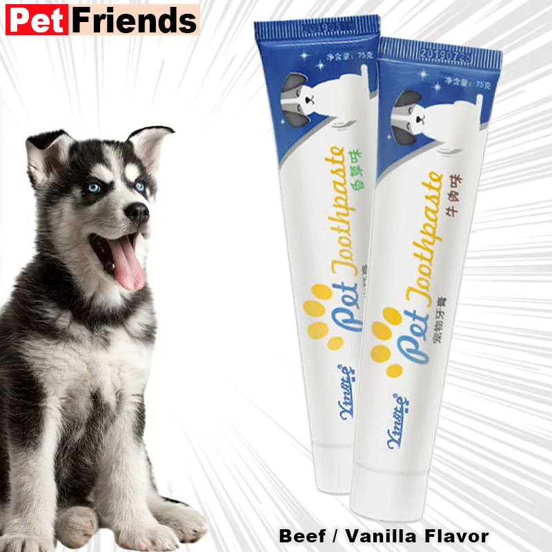 

Pet Toothpaste For Dogs Beef/Vanilla Flavor Helps Reduce Tartar And Plaque Buildup Cleaning Prevent From Bad Breath (Safe)