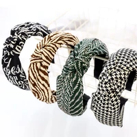 european letter knitted headbands for adult korean style leopard print crossing hair bands spandex bandage headwear accessories