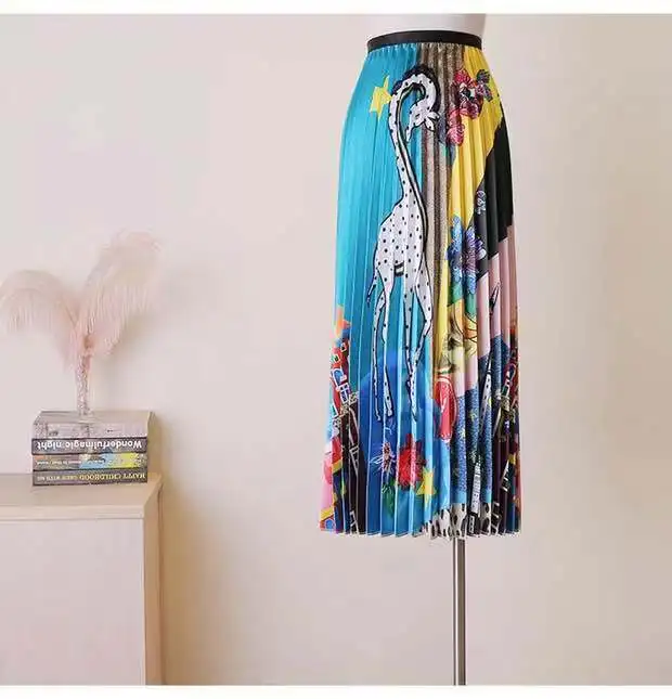 Плиссированная юбка с высокой талией для женщин сплошной цвет оборки резинкой в