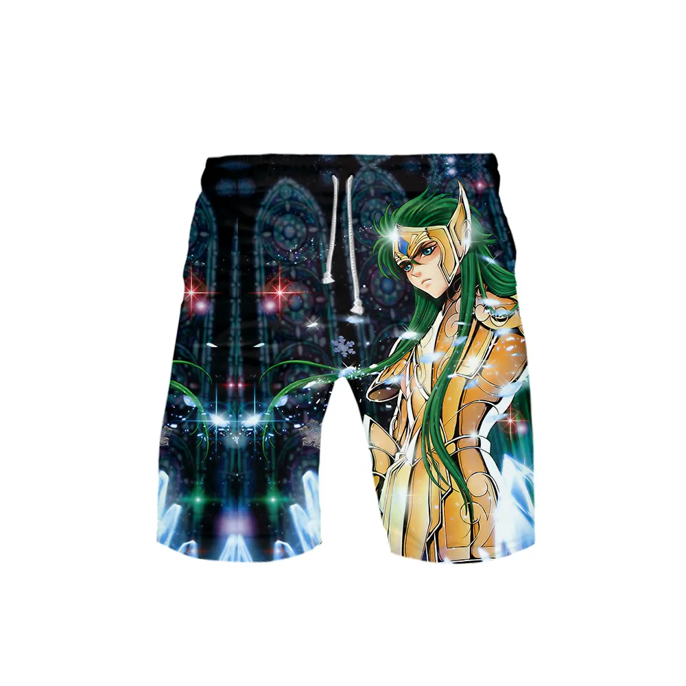 

Classic Cute Anime gold Saint Seiya Swimwear Shorts Trunks Quick Dry Beach Board Shorts Mens Running Sports Cool Swimming Pants